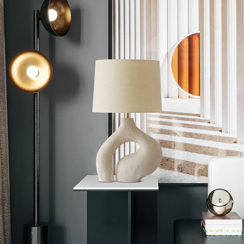 Modern Minimalist Desk Lamp Nordic Art Fabric Lampshade Bedroom