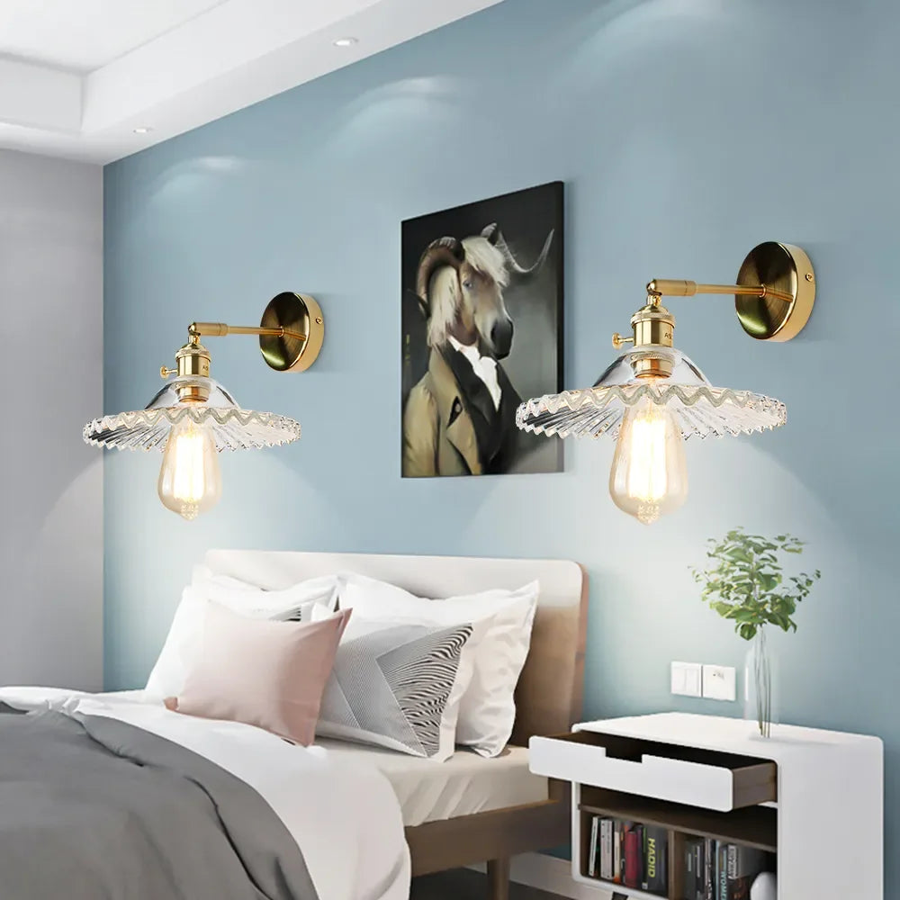 Modern LED Glass Fashion Wall Lamp Lampshade Bedroom Bedside