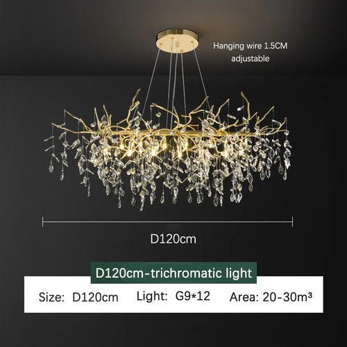 Branch-shaped American luxury gold ceiling crystal chandelier modern