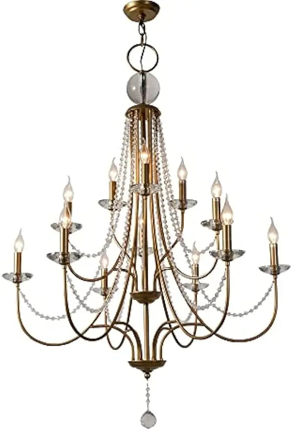 French Style Antique Crystal Chandelier Lighting Rustic Vintage