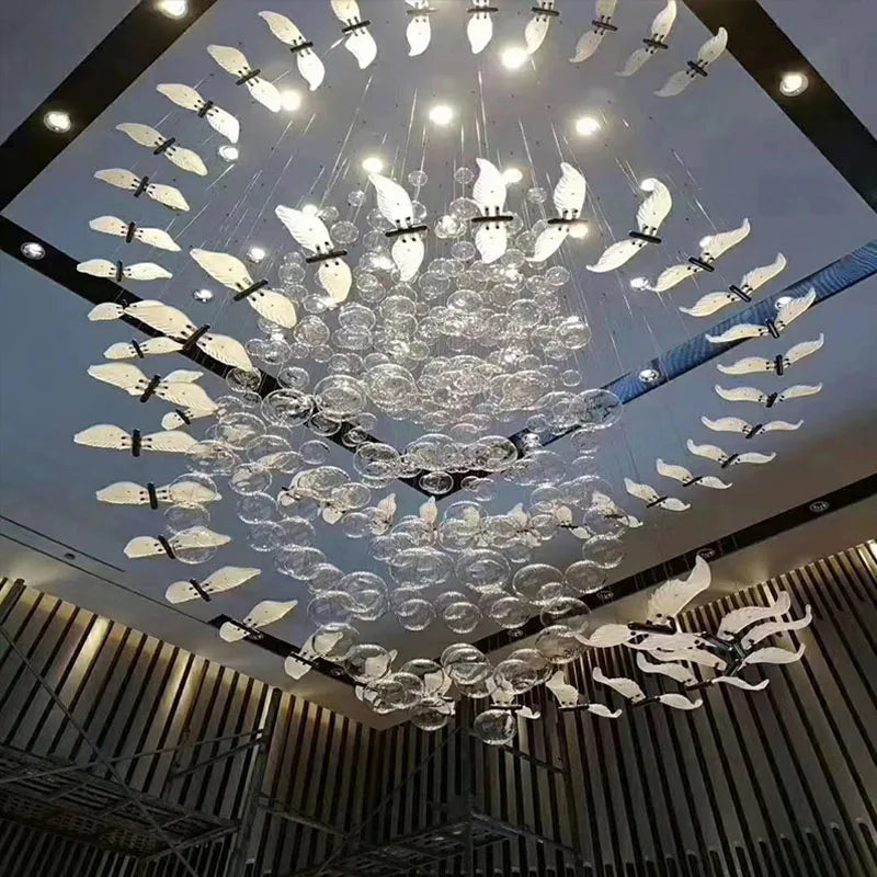 Irregular Glass Pendant Hotel Light for Restaurant Customized