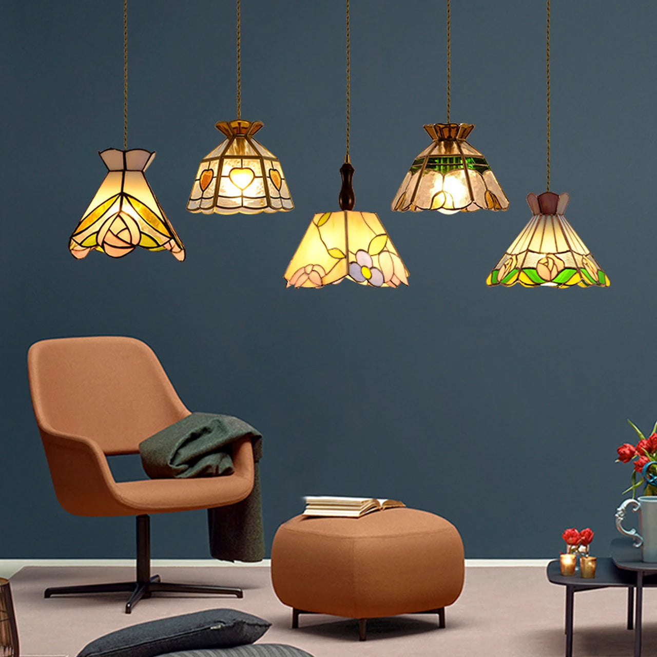 Tiffany Glass Pendant Lights Vintage Pendant Lamp Bedside Bedroom