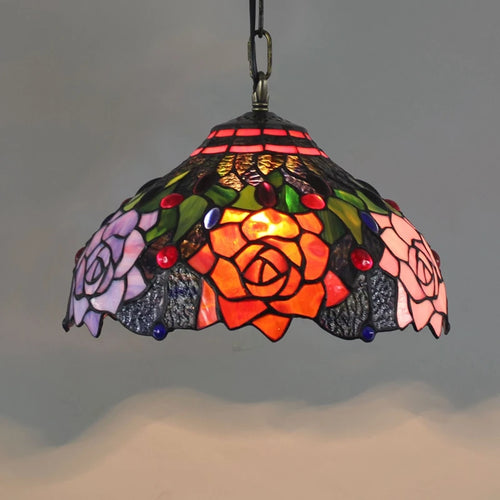 Retro Tiffany Pendant Lamp Led Colorful Stained Glass Pendant Lights