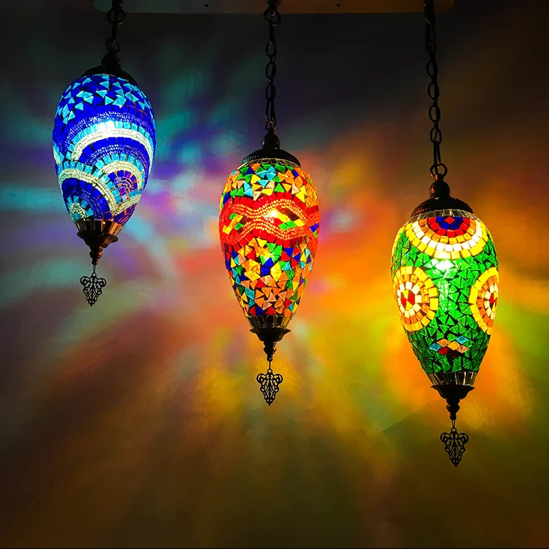 Vintage Turkish Mosaic Pendant Lights Mediterranean DIY Hanging Lamp