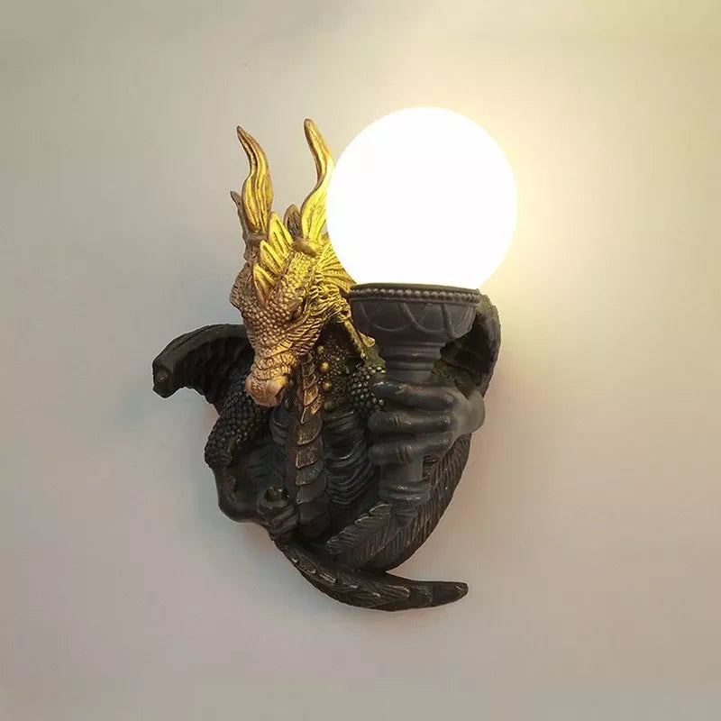 Mid century wall lamp Evil dragon wall lamp Resin animal lamp