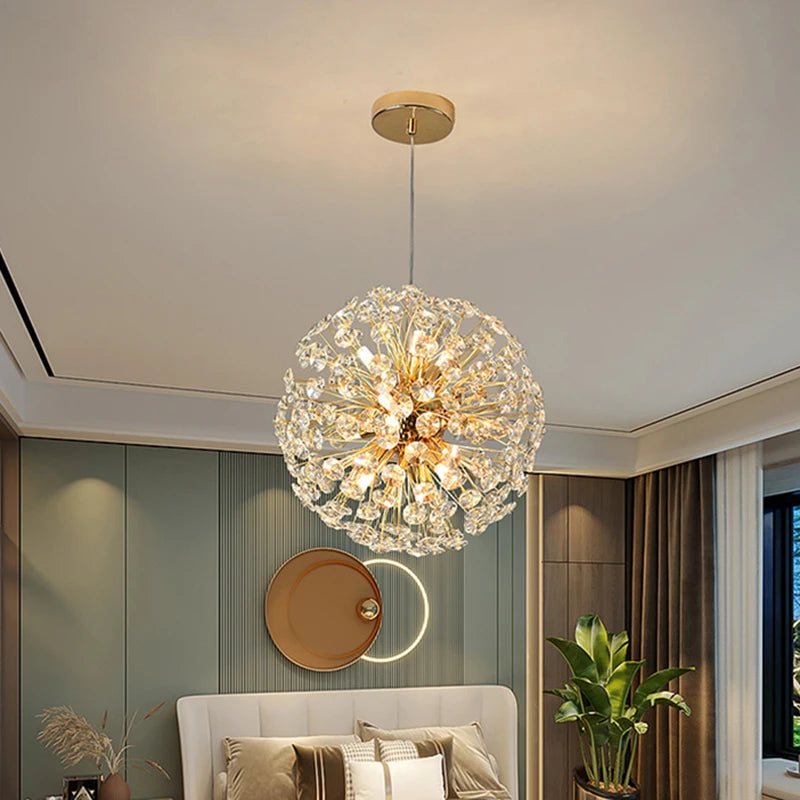 Modern Chandelier Lights For Dining Room Crystal Lamp Dandelion Round