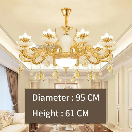 Chandelier Ceiling Lamp Crystal Ceramic Home Decor Lighting Fixture