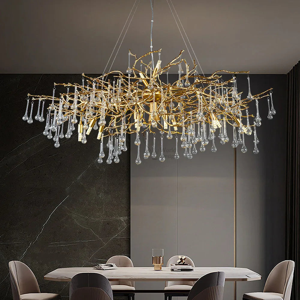 Ceiling Chandelier Crystal Flip-sanded Aluminium Room Decor Lamps