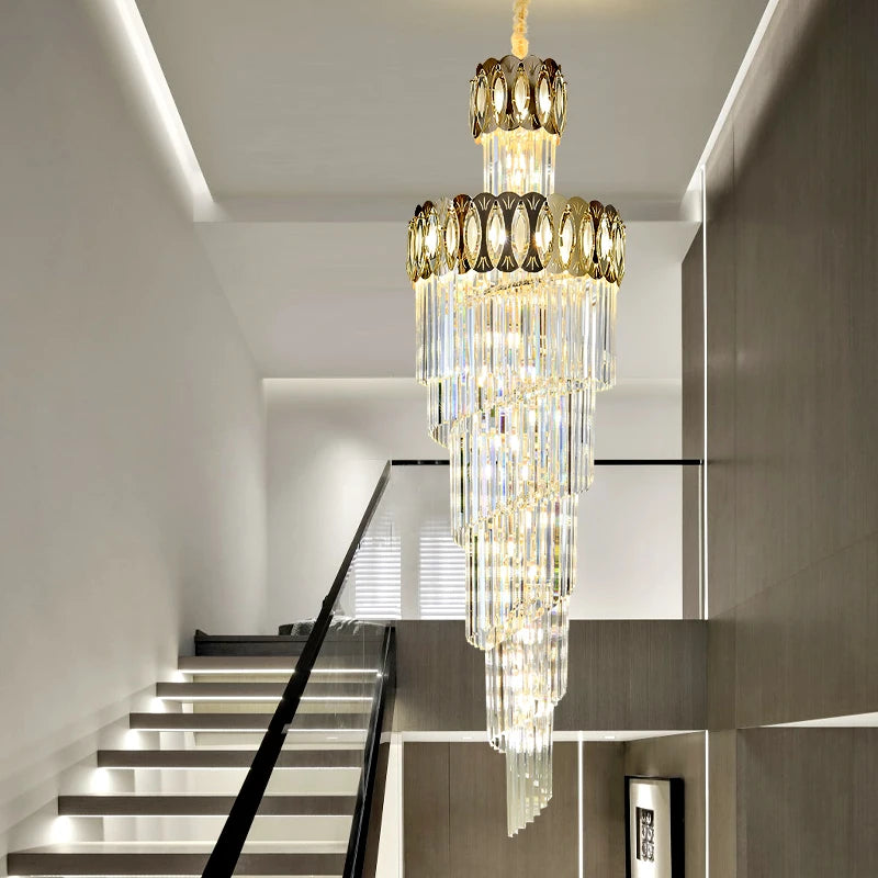 Crystal Stair Chandelier Buplex Building Villa Pick Empty Floor Light