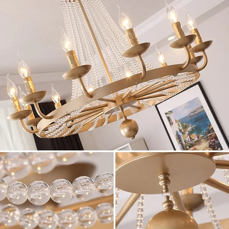 American Country Candle Crystal Chandelier Living Room Dining Room