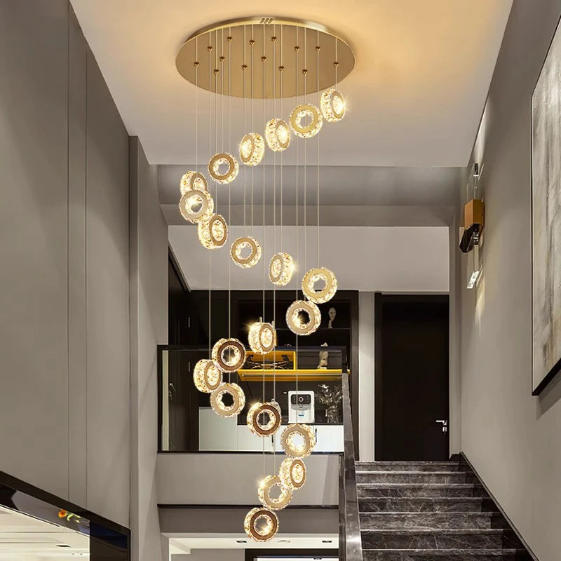 Modern home decoration crystal chandelier, stair Pendant lamp, living