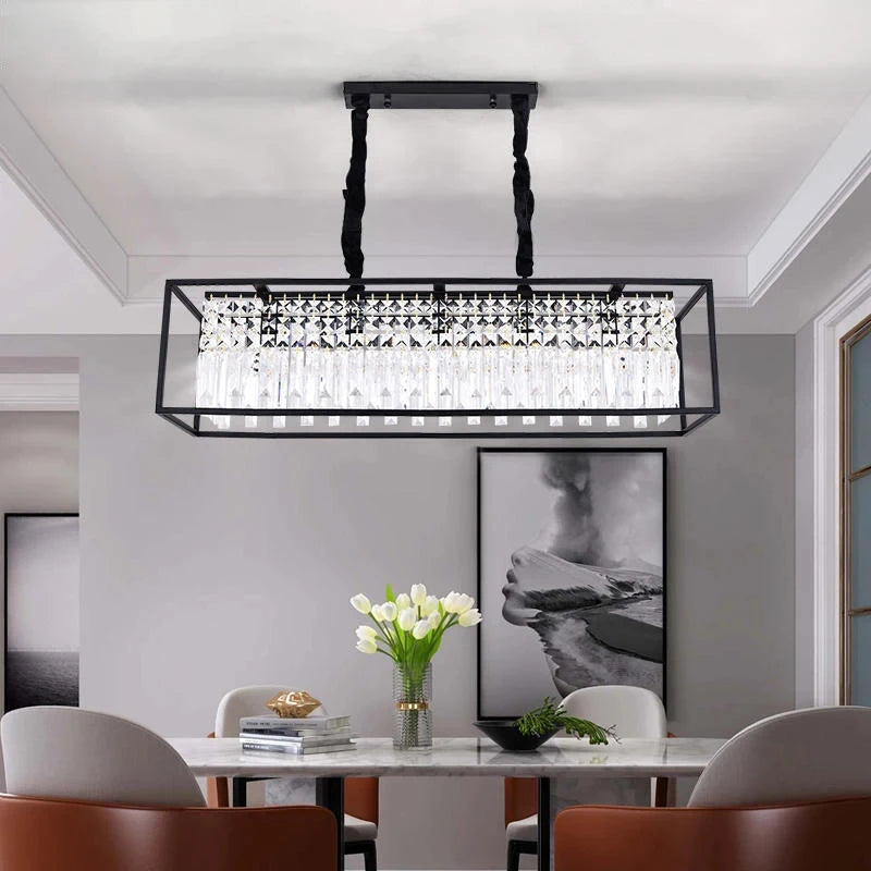 Modern Crystal Chandelier Black /Gold Haning Lamp For Dining Room