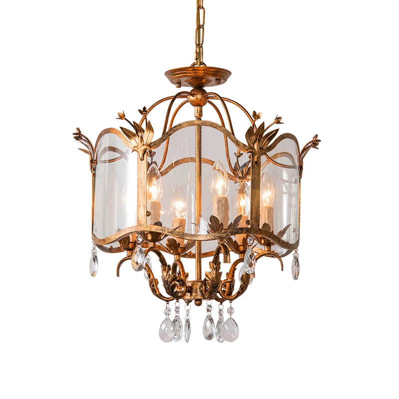 American retro glass chandelier study classical iron art old bedroom