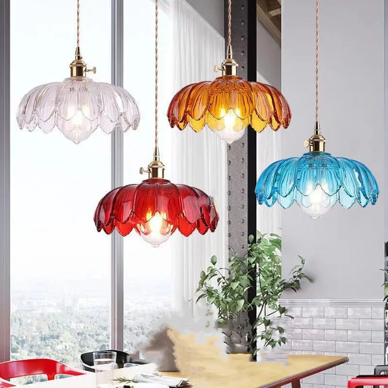 Flower Glass Pendant Lights Kitchen Dining Room Hanging Lamps Modern