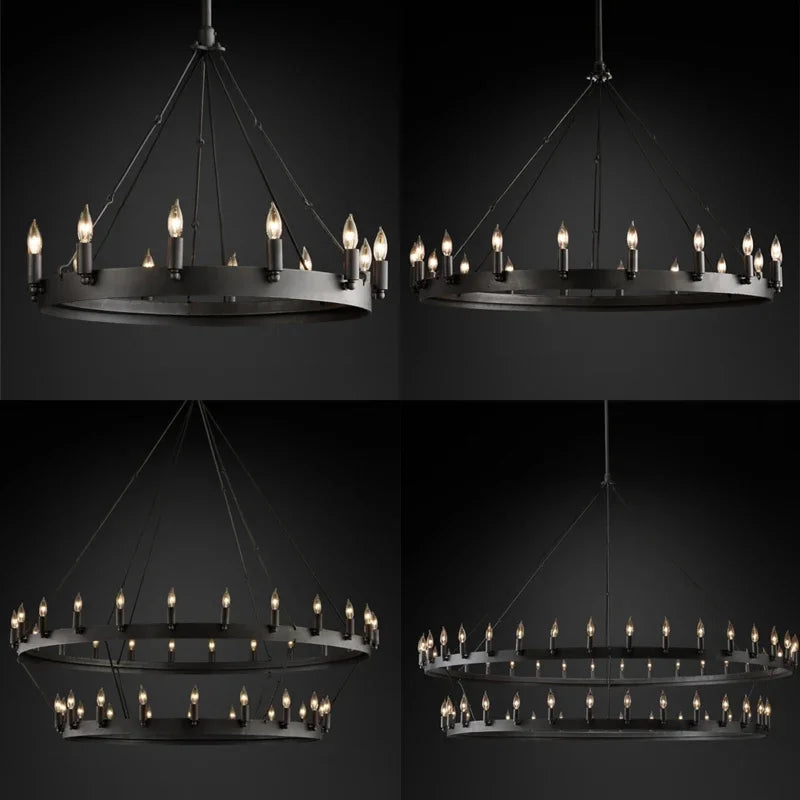 American Retro Iron Pendant Lamp Vintage Industrial E14 LED Droplight