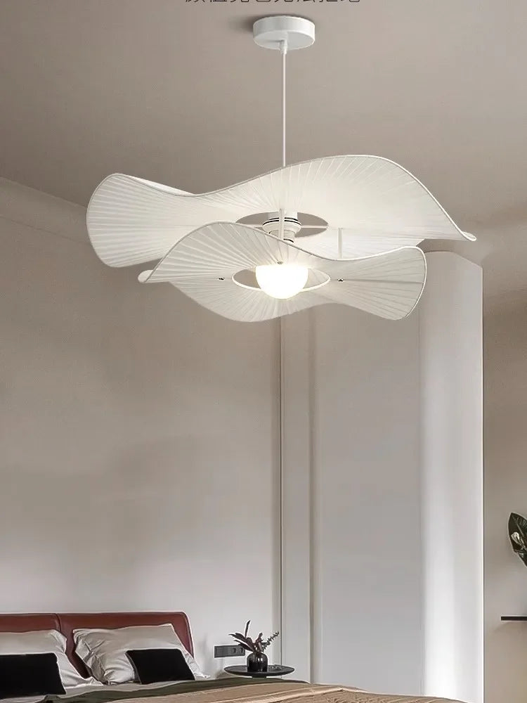 Modern Cream Style Fabric Led Pendant Lights For Living Room Bedroom