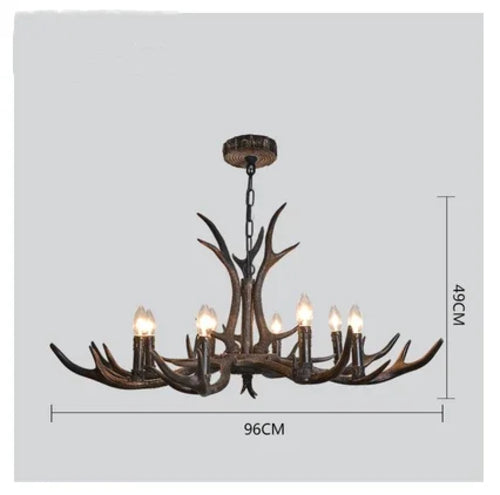 Antler Resin Chandelier with Lampshade Retro Style Light for Living