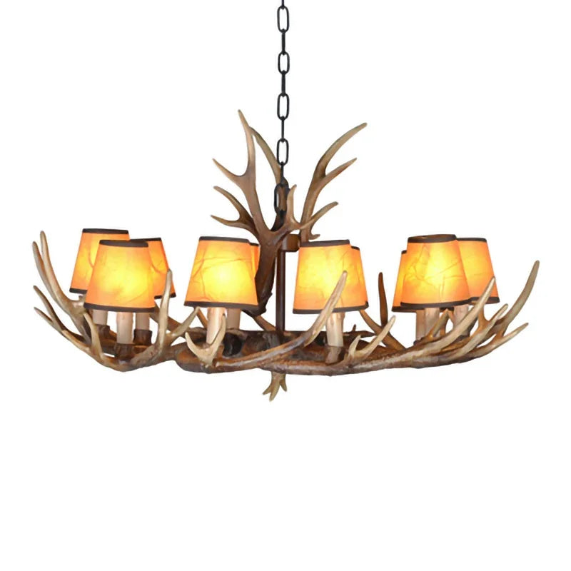Antler Resin Chandelier with Lampshade Retro Style Light for Living