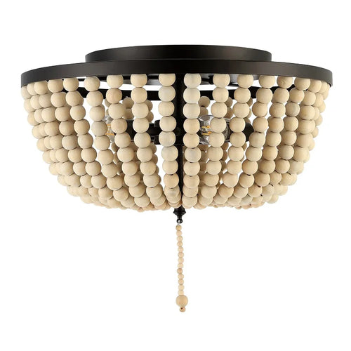 American country handmade wooden bead ceiling lamp bedroom study retro