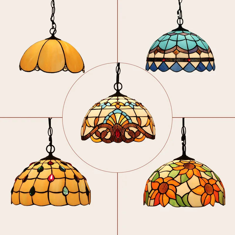Tiffany Retro Stained Glass Pendant Lights Vintage Mediterranean