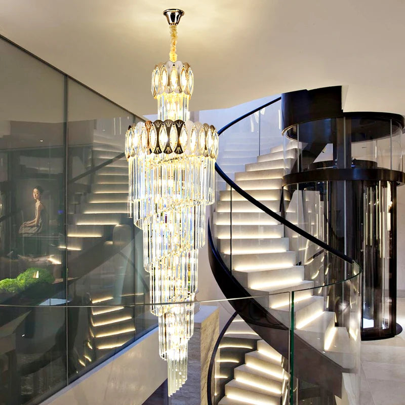 Crystal Stair Chandelier Buplex Building Villa Pick Empty Floor Light