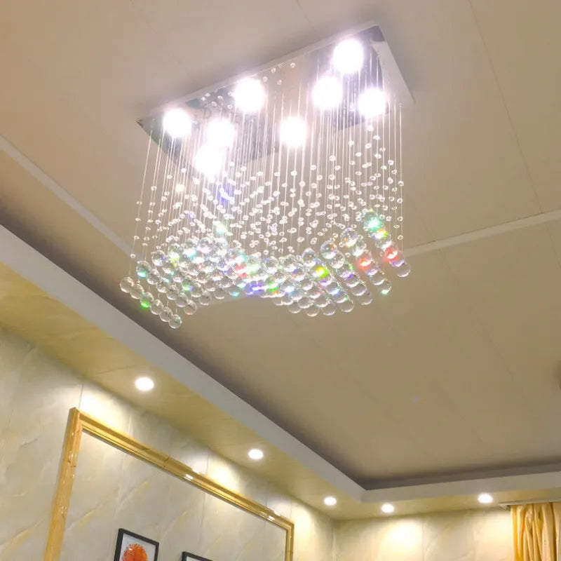 Modern K9 Crystal Chandelier Led Decor Home Creative Wave Water Drop