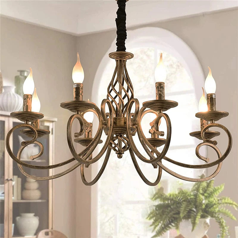 Rustic Chandeliers,6/8 Lights Candle French Country Chandelier,Vintage