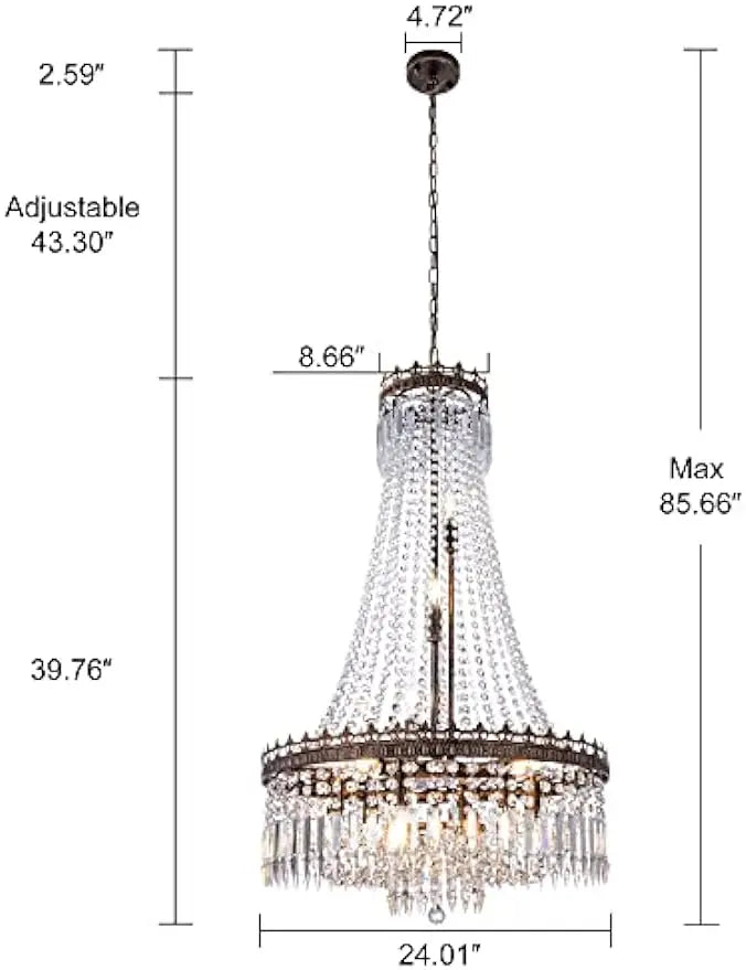 French Empire Crystal Chandeliers,9 Lights Rustic Farmhouse