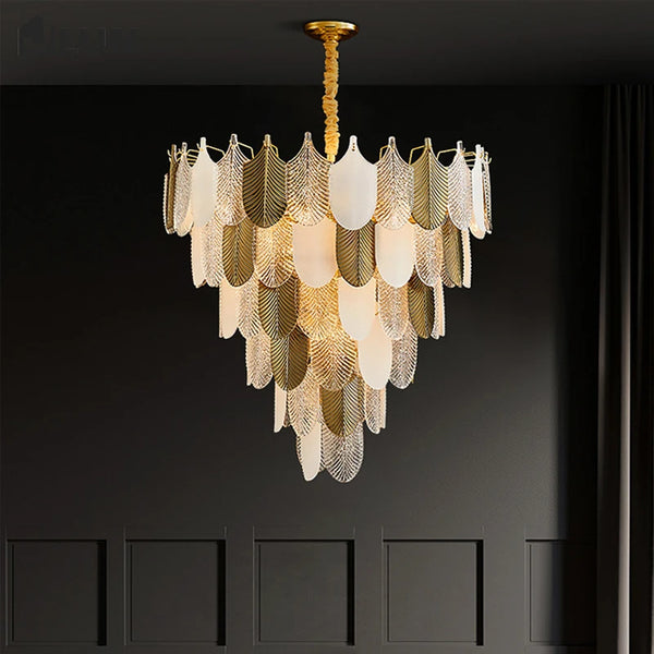 Light luxury chandelier creative feather living room chandelier modern