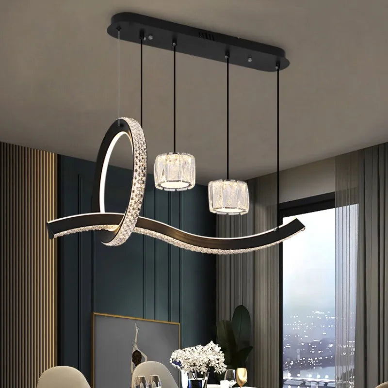 Black Dining Room LED Chandelier