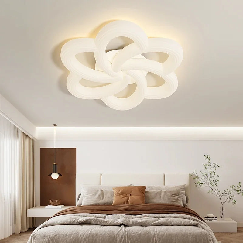 Nordic Flower Shape Ceiling Lights Creamy Style for Living Room