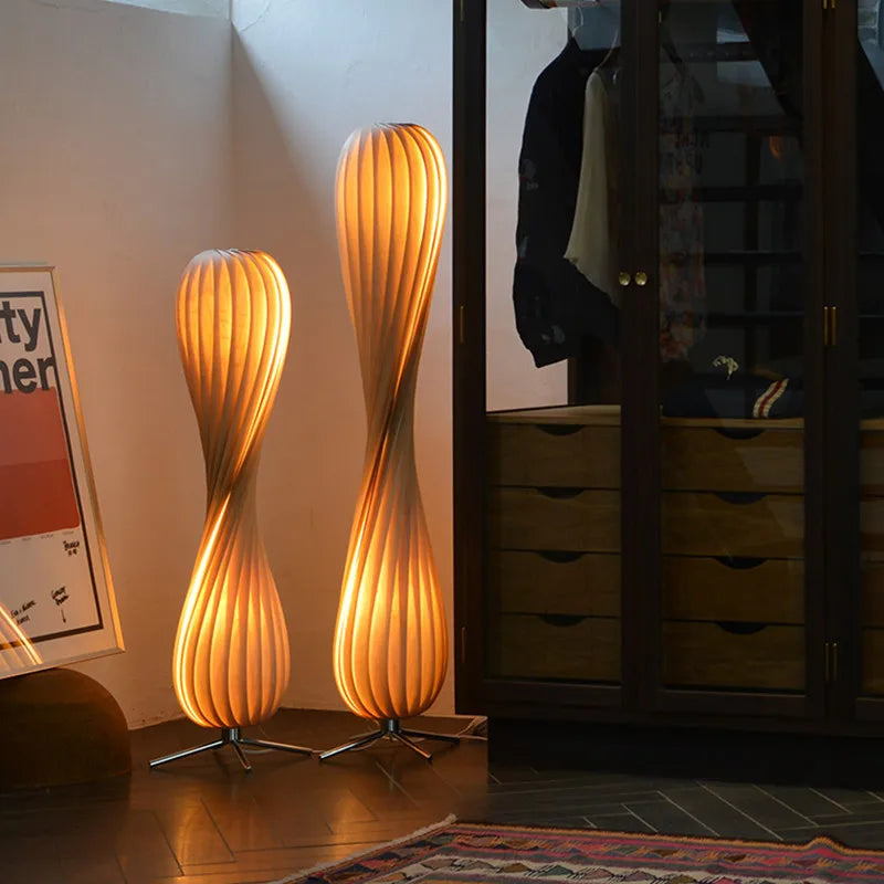 Japanese-style Wood LED Floor Lamp Dimming Parlor Bedroom Lighting