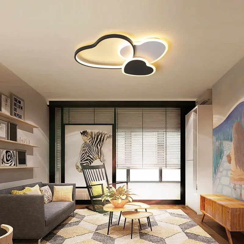 Heart Shape Ceiling Lamp Black White Chandeliers for Living Room
