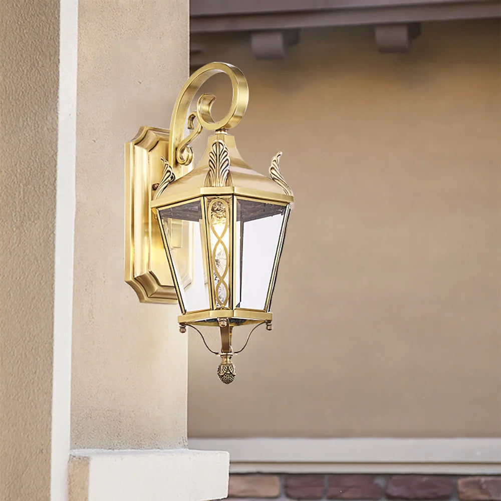 SANDIY Pillar Light Brass Post Lamp Waterproof Column Light Retro