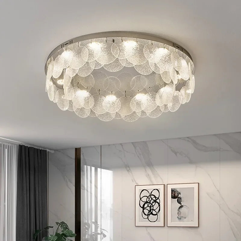 Modern LED Ceiling Lamp Metal Art Glass Chandelier Hanging Lamp Living