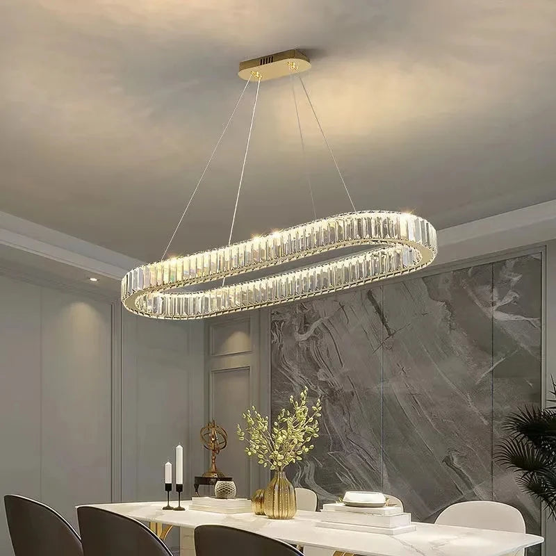 Modern Luxury LED Crystal Pendant Lights Villa Dining Room Kitchen