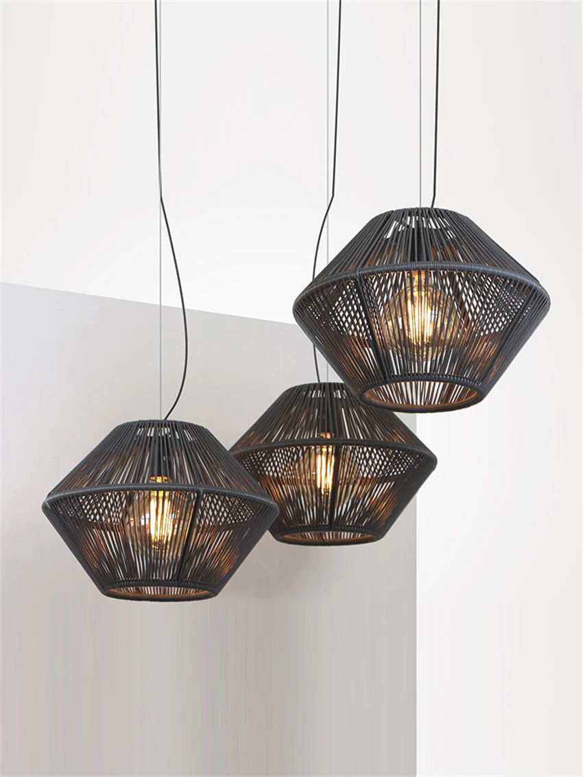 Bamboo birdcage lantern pendant lights study Japanese dining kitchen