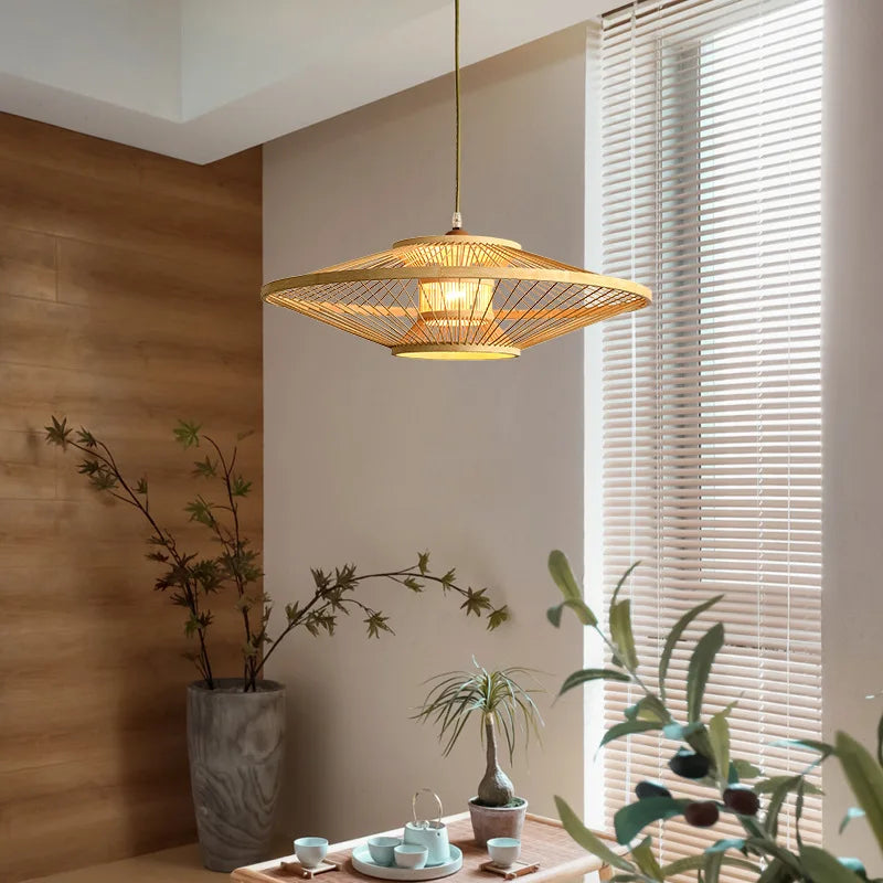 Chinese-style Bamboo Pendant Lights Living Room Modern Simple