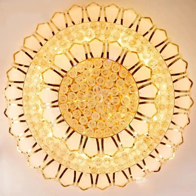 Big Lotus Flower Modern Ceiling Lights With Glass Lampshade Gold