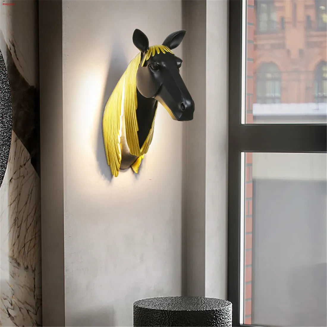 Art Deco Resin Luminous Horse Led Wall Lamp For Corridor Hotel Hallway