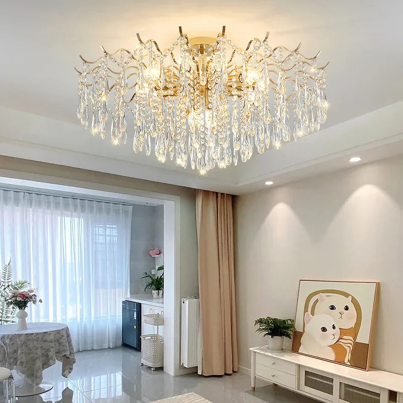 Modern Crystal LED Ceiling Chandelier Lights for Living Room Decor
