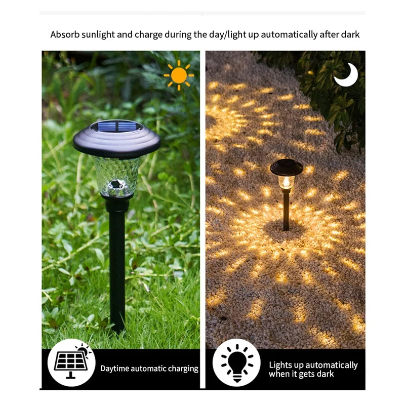 6Pcs Solar Pathway Lights Outdoor Glass Stainless Steel Outside