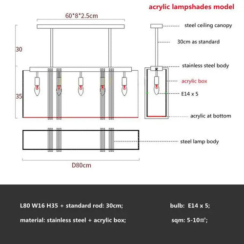 American Luxury Steel Led E14 Chandelier Nordic Dining Room Crystal