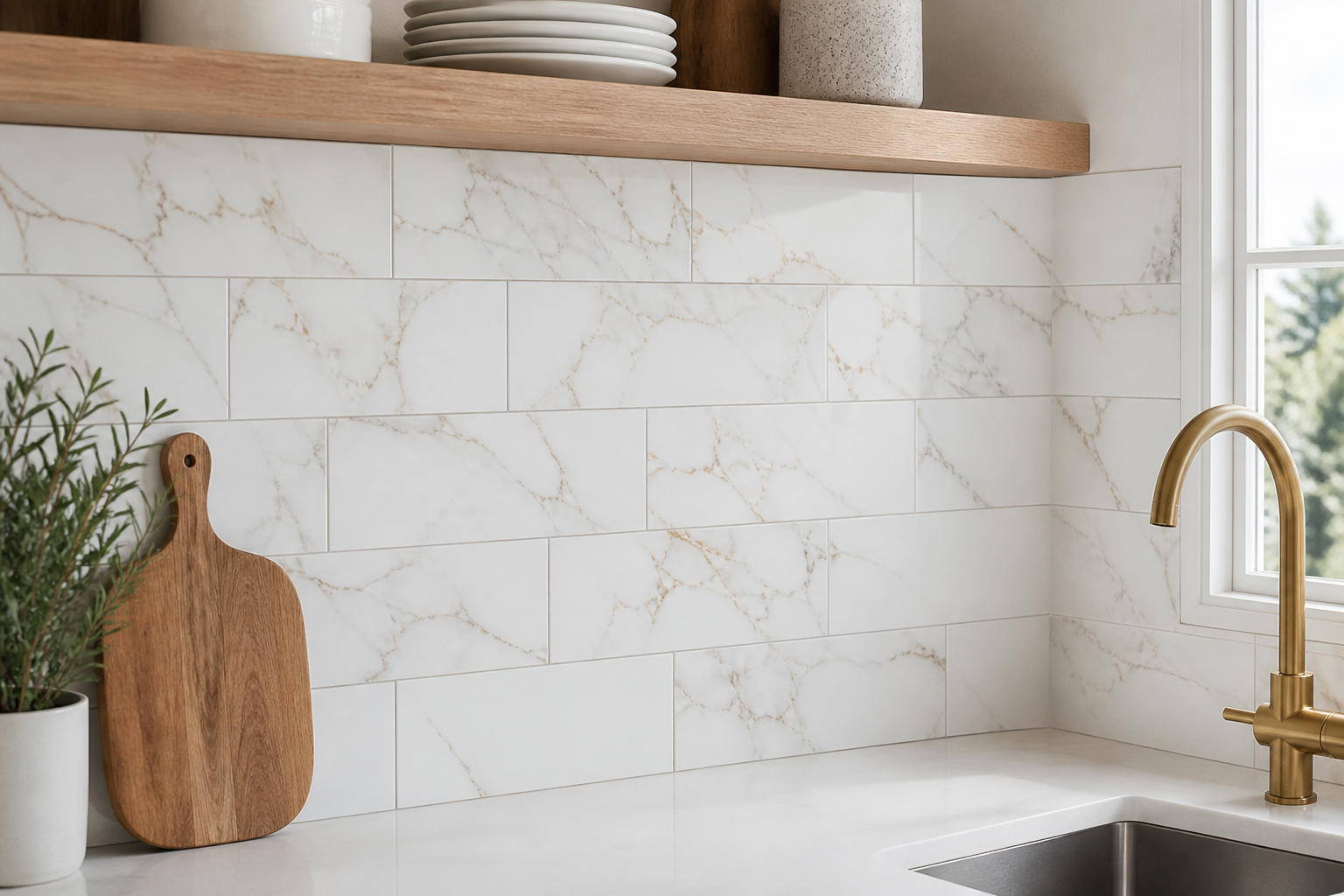 Calvia Marble-Look Wall Tile Kit