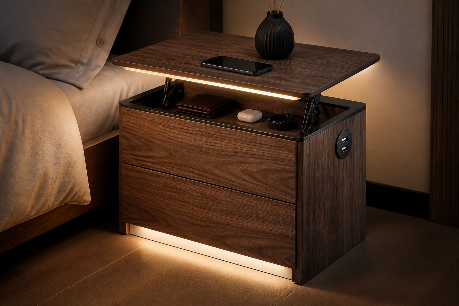 Nox Lift-Top LED Nightstand