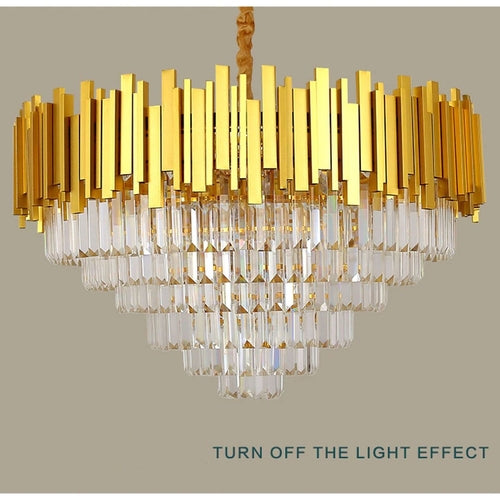 Modern Large Crystal Ceiling Light Gold Pendant Chandelier Lamp