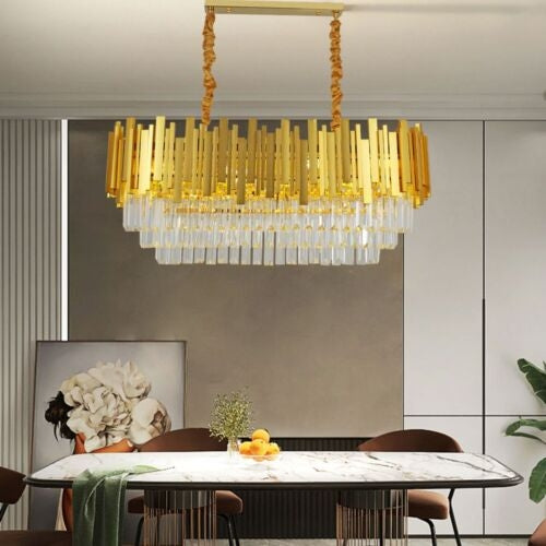 Modern Large Crystal Ceiling Light Gold Pendant Chandelier Lamp