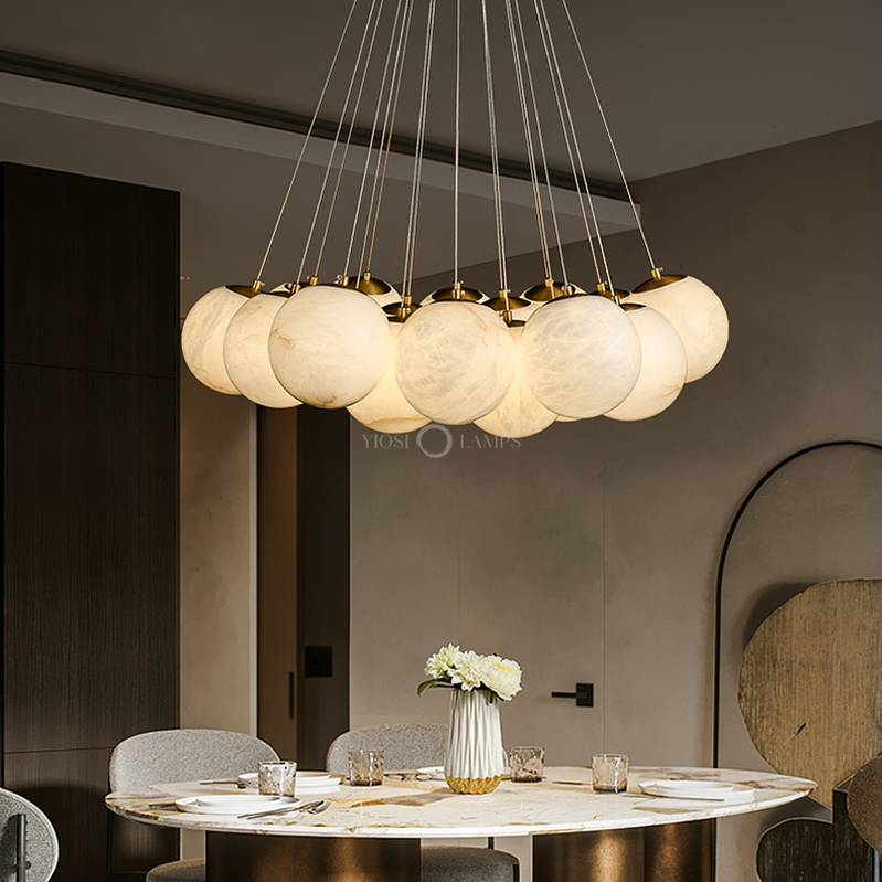 Modern Pearl Alabaster Ball Pendant Light