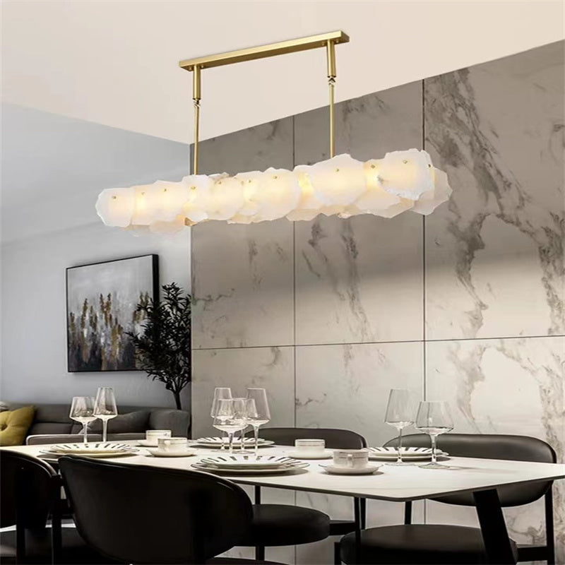 Alabaster Modern Snowflake Linear Chandelier