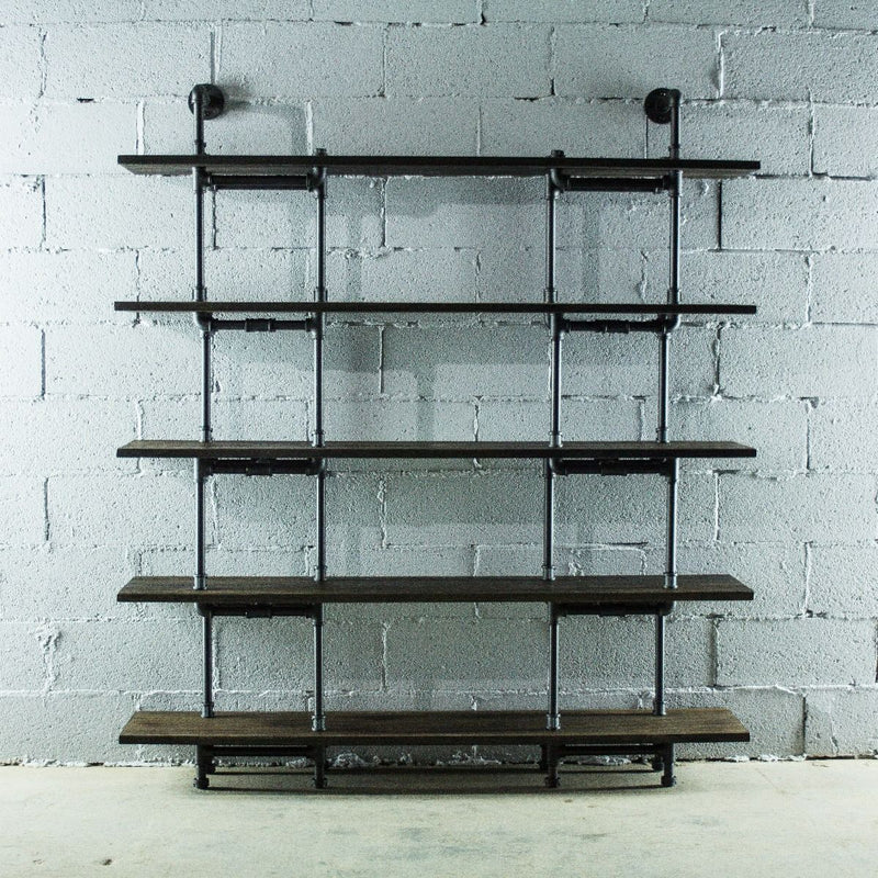 Modern Industrial Five Shelf Large Bookcase